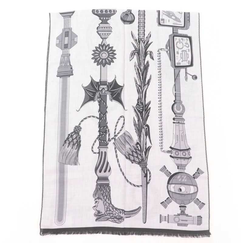 Hermes Rectangle 63 X 180cm (70.87in) Catsouna Cashmere Silk Gris Cine Clesle /