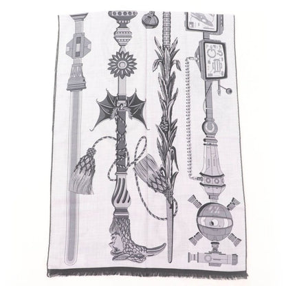 Hermes Rectangle 63 X 180cm (70.87in) Catsouna Cashmere Silk Gris Cine Clesle /