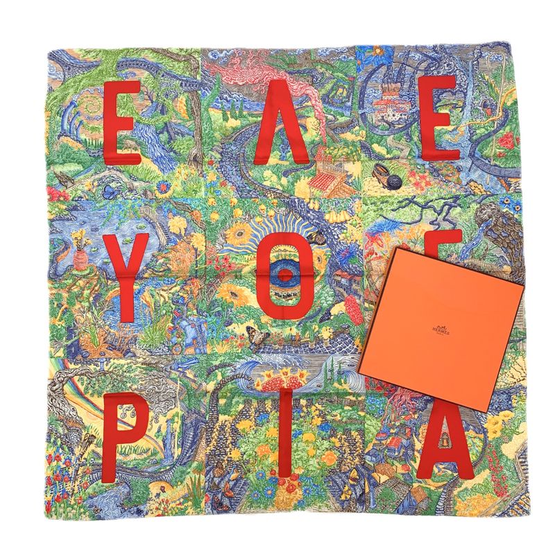 Grade Rare Hermes Carre 90 Carre Geant Elefseria 100% Silk Scarf With Box