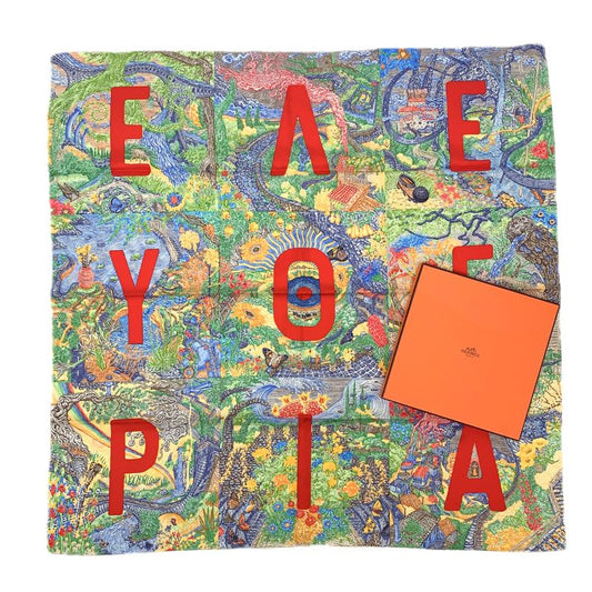 Grade Rare Hermes Carre 90 Carre Geant Elefseria 100% Silk Scarf With Box