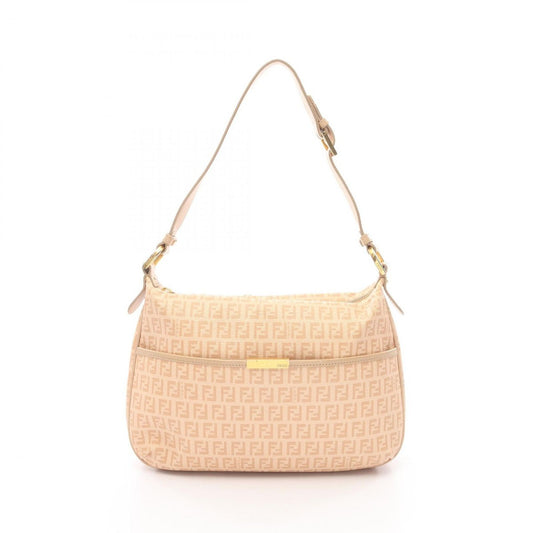Fendi Shoulder Bag Zucchino Beige Canvas Leather