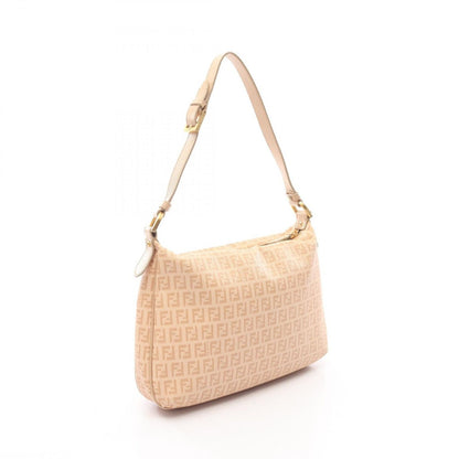 Fendi Shoulder Bag Zucchino Beige Canvas Leather — view 2