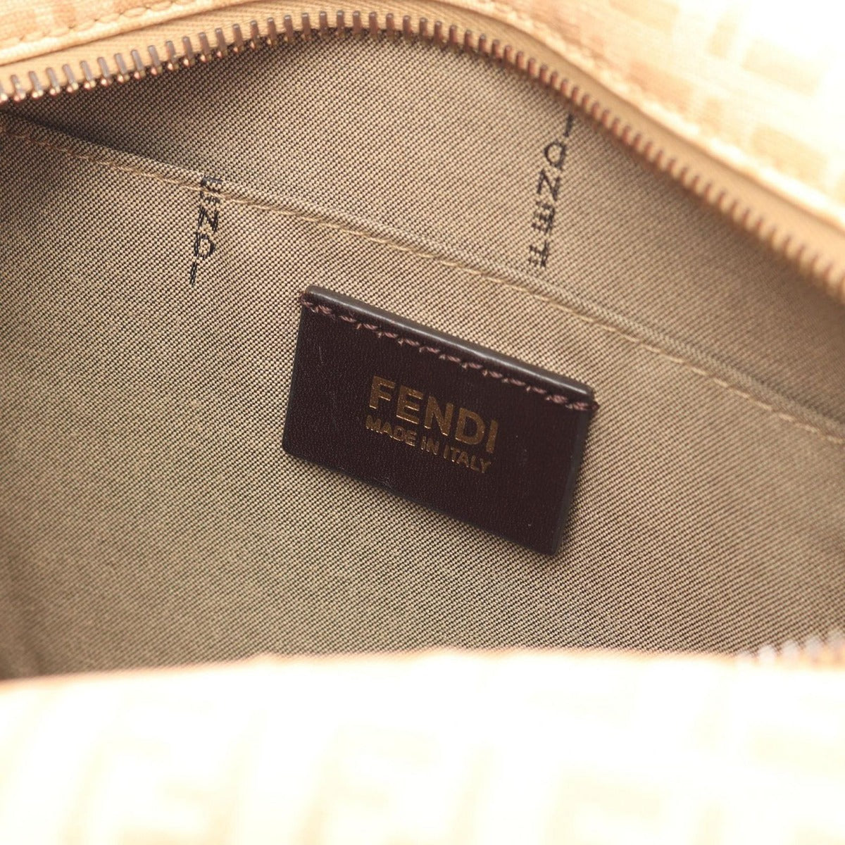 Fendi Shoulder Bag Zucchino Beige Canvas Leather — view 4