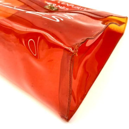 Hermes Vinyl Kelly Clear Handbag Orange