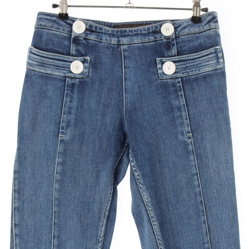Louis Vuitton Side Zip Design Stretch Denim Pants Bottoms Blue 38