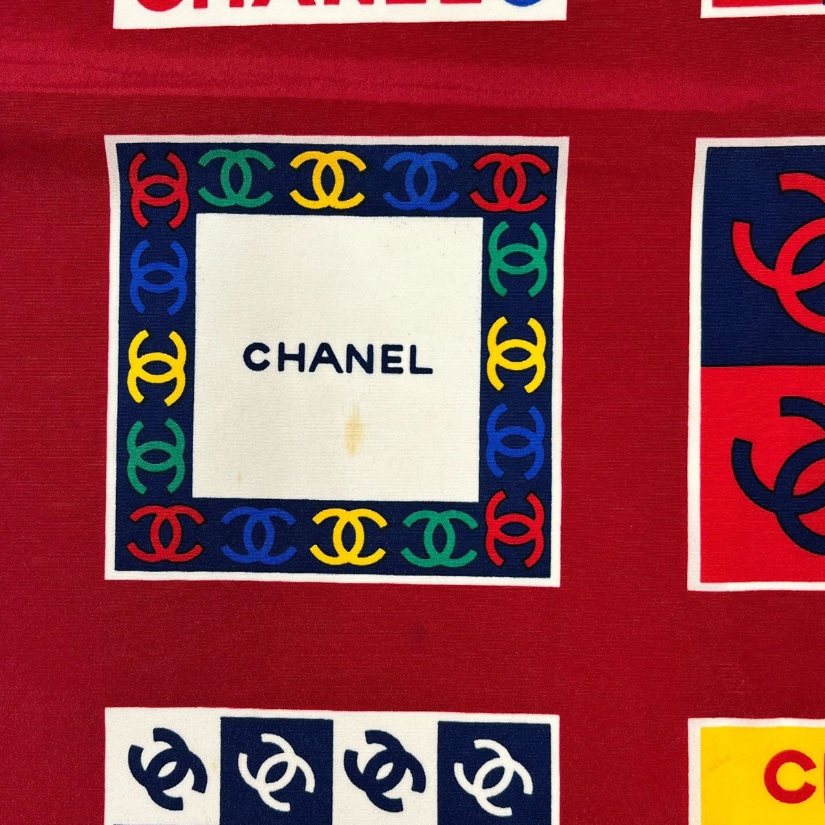 Chanel CC Logo Scarf Silk Red Vintage — view 11