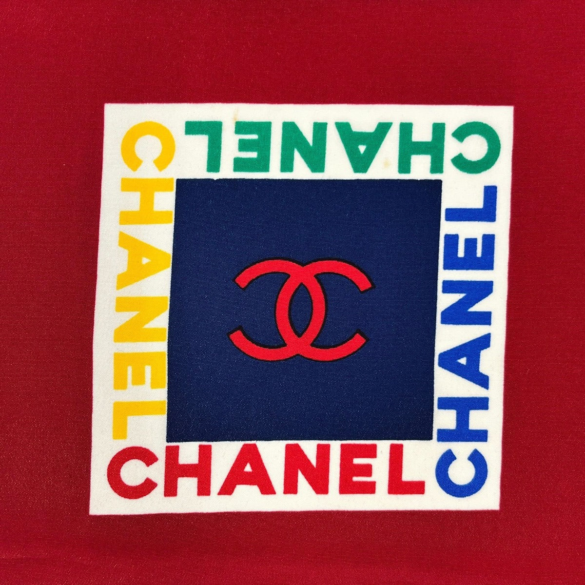 Chanel CC Logo Scarf Silk Red Vintage — view 12