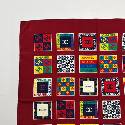 Chanel CC Logo Scarf Silk Red Vintage — view 2