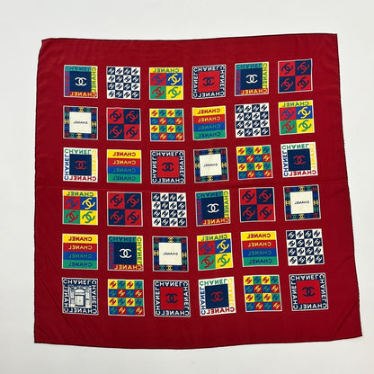 Chanel CC Logo Scarf Silk Red Vintage — view 6