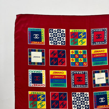Chanel CC Logo Scarf Silk Red Vintage — view 7