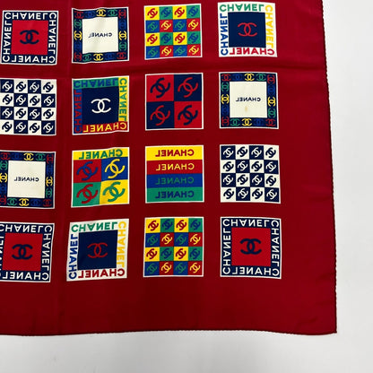 Chanel CC Logo Scarf Silk Red Vintage — view 10