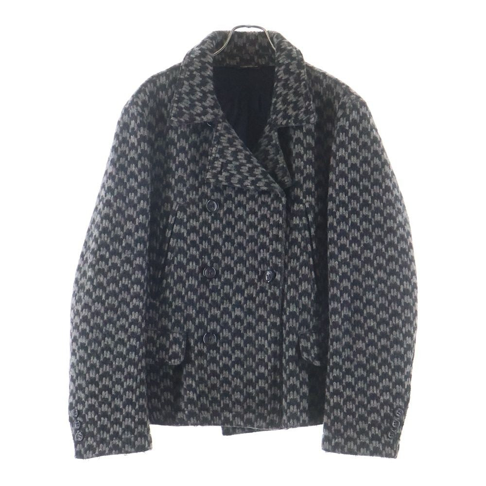 Dolce & Gabbana Wool Knit Double Breasted Peacoat Jacket Gray
