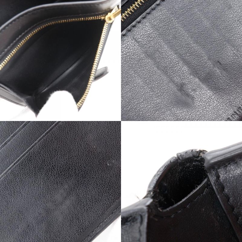 Celine Medium Strap Wallet Calf Black Ladies Bifold Wallet