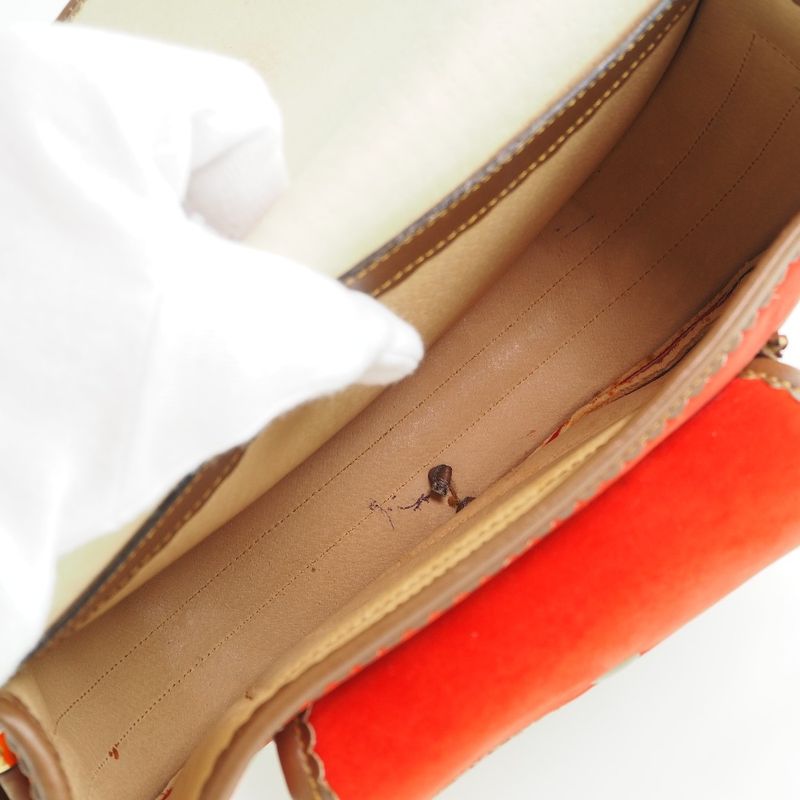 Loewe Seville Collection Anagram Suede And Leather Orange Ladies Shoulder Bag