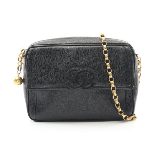 Chanel Shoulder Bag Black Leather Calfskin Chain