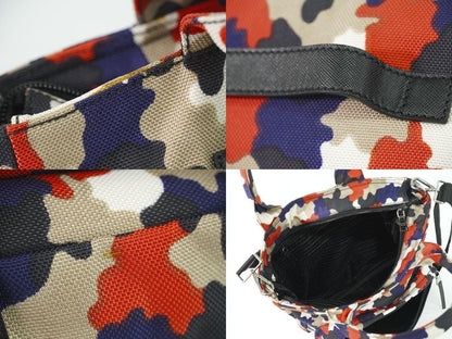 Authentic Prada Camouflage Pattern 2WAY Shoulder Bag Handbag Pochette Canvas