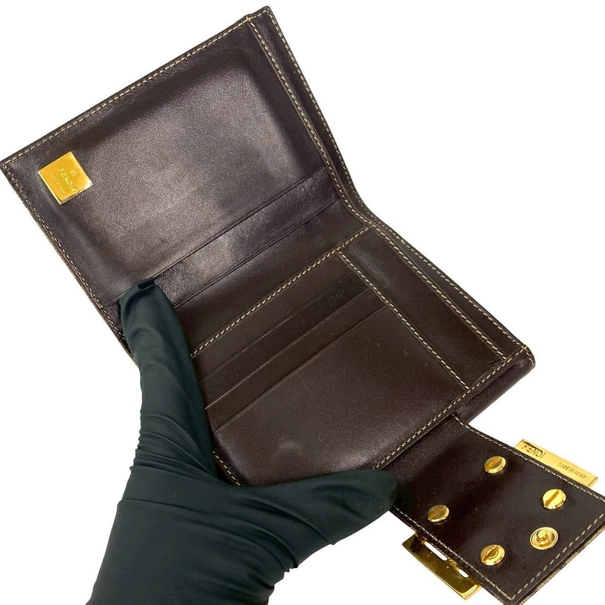 Fendi Zucchino FF Pattern Logo Leather Patent Enamel Bifold Wallet — view 7