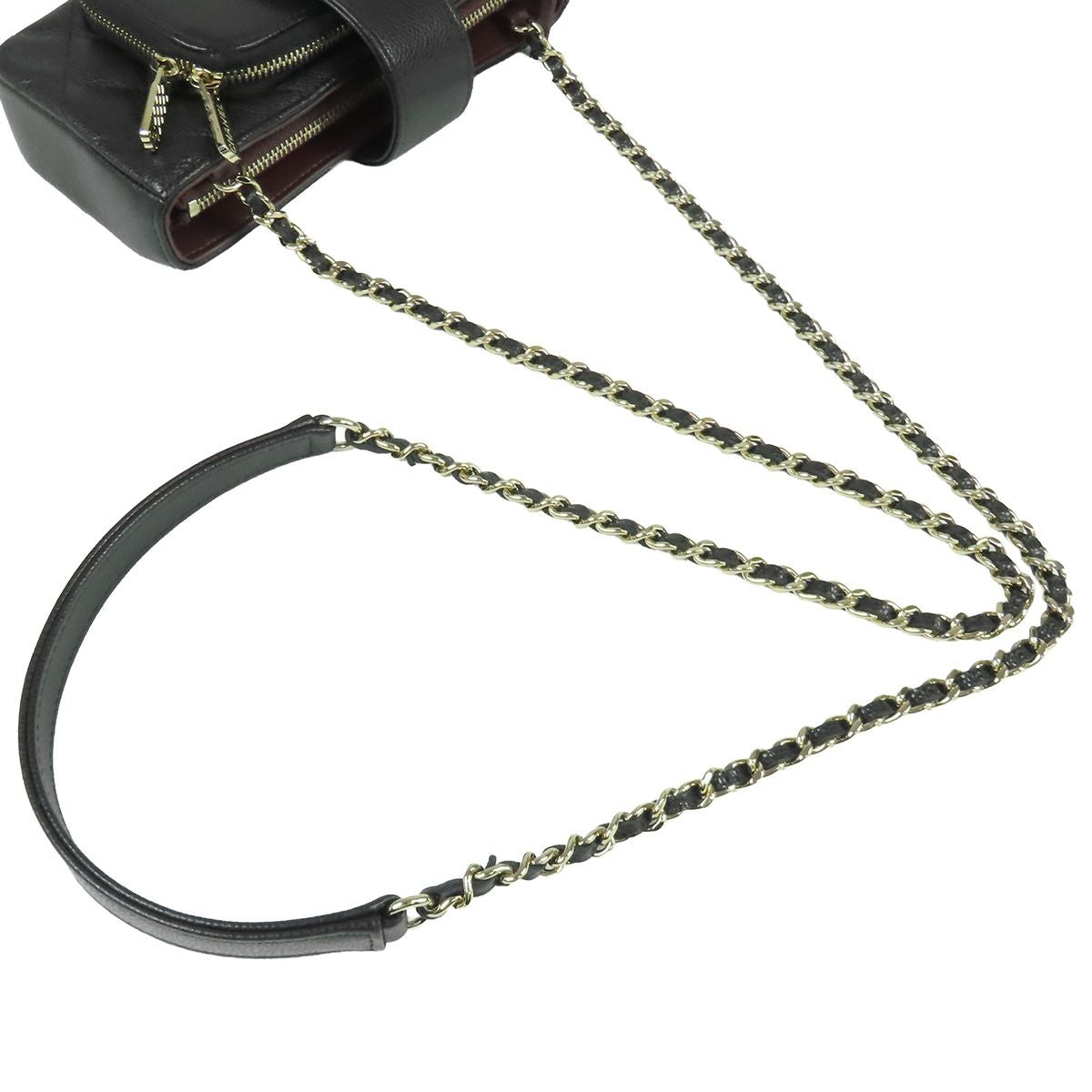 Chanel Phone Case Black Gold Caviar Leather Quilted CC Logo Chain — view 5