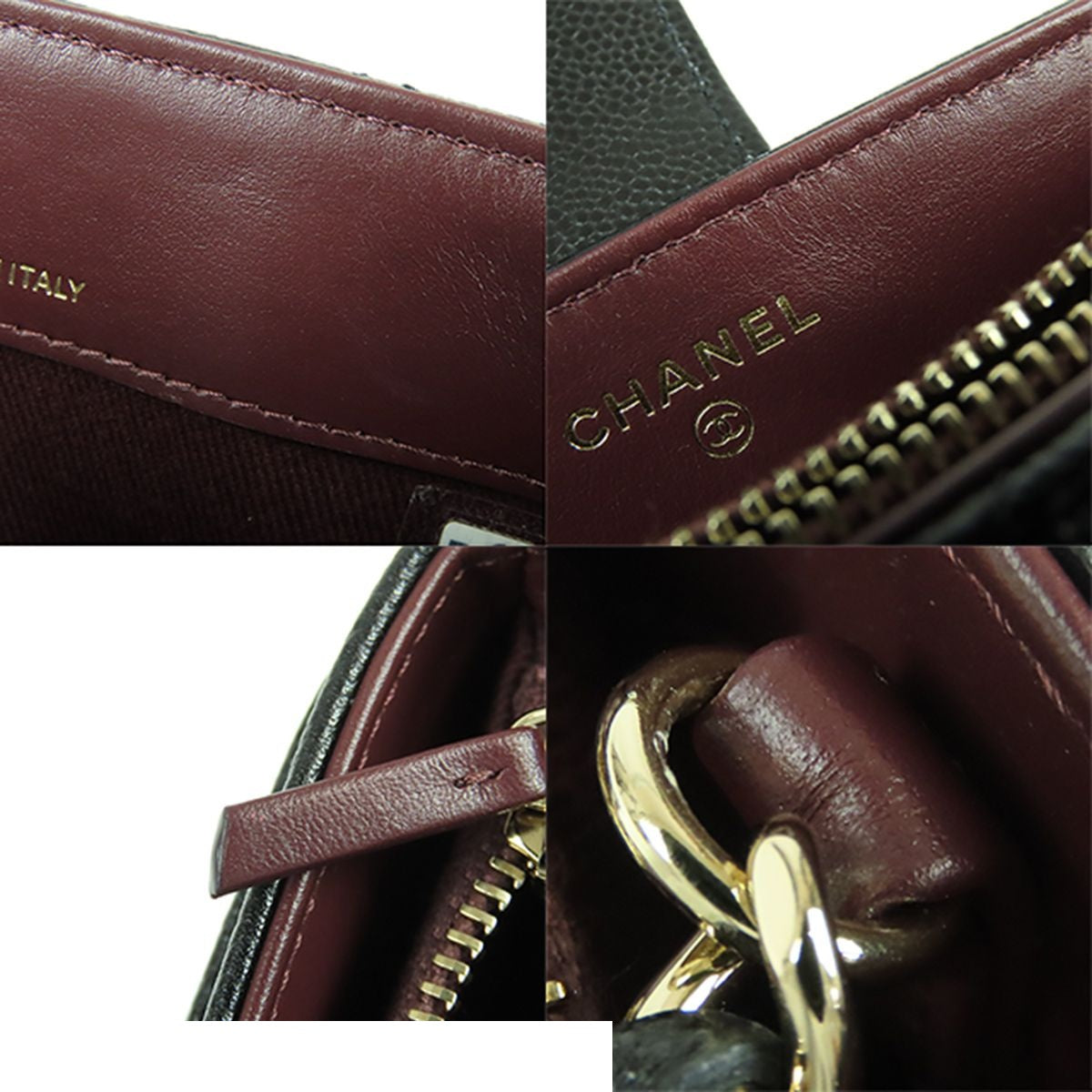Chanel Phone Case Black Gold Caviar Leather Quilted CC Logo Chain — view 8