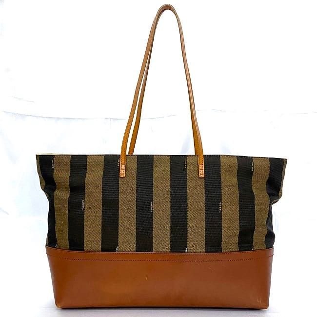 Fendi Tote Bag Khaki Brown Pecan 8bh185 Excellent Condition