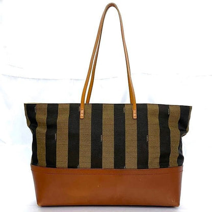 Fendi Tote Bag Khaki Brown Pecan 8bh185 Excellent Condition