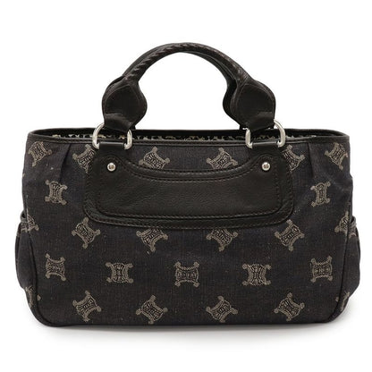 Celine Paris Macadam Boogie Bag Tote Denim Leather Black Silver