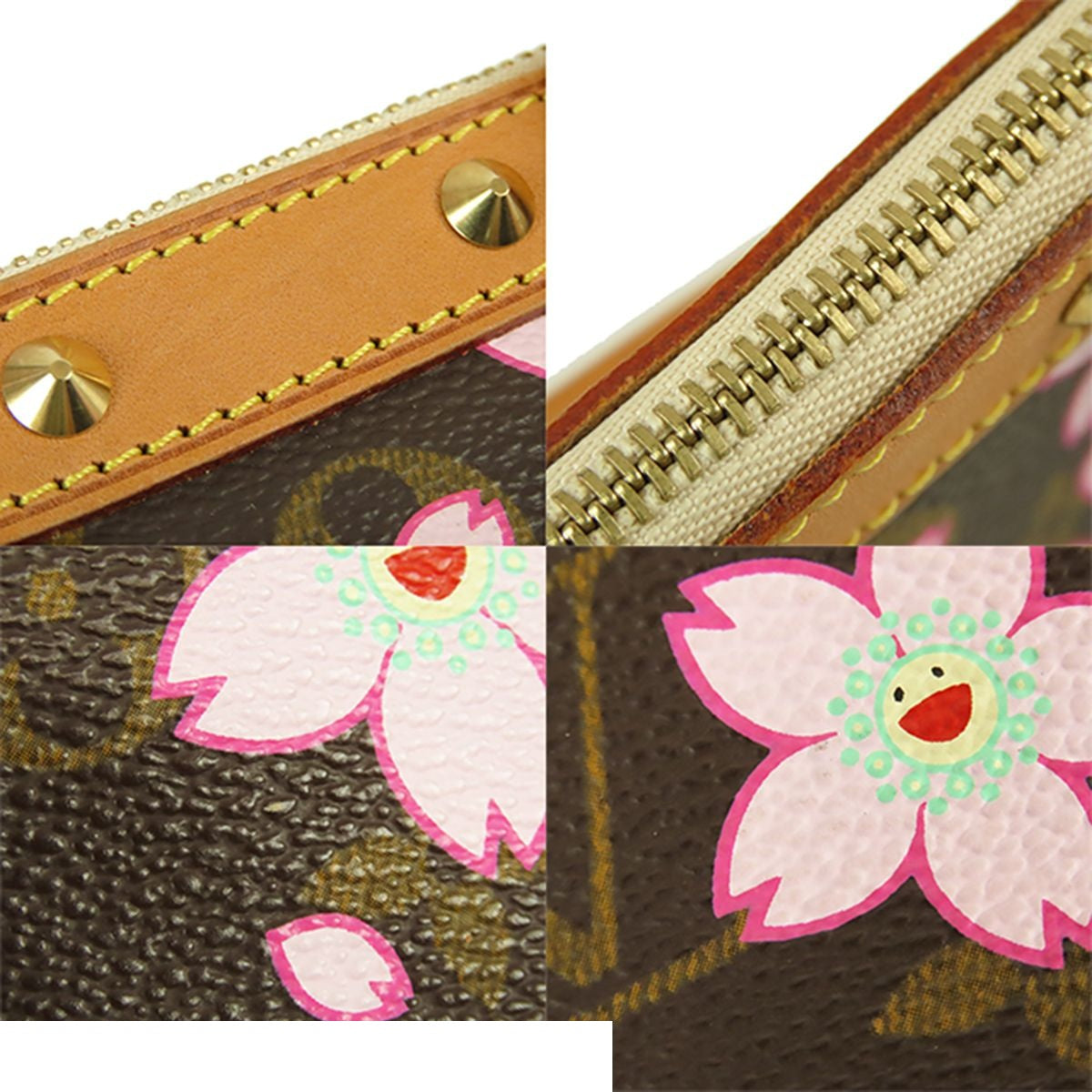 Louis Vuitton Pochette Soir Brown Monogram Canvas Cherry Blossom Sakura Pouch — view 7