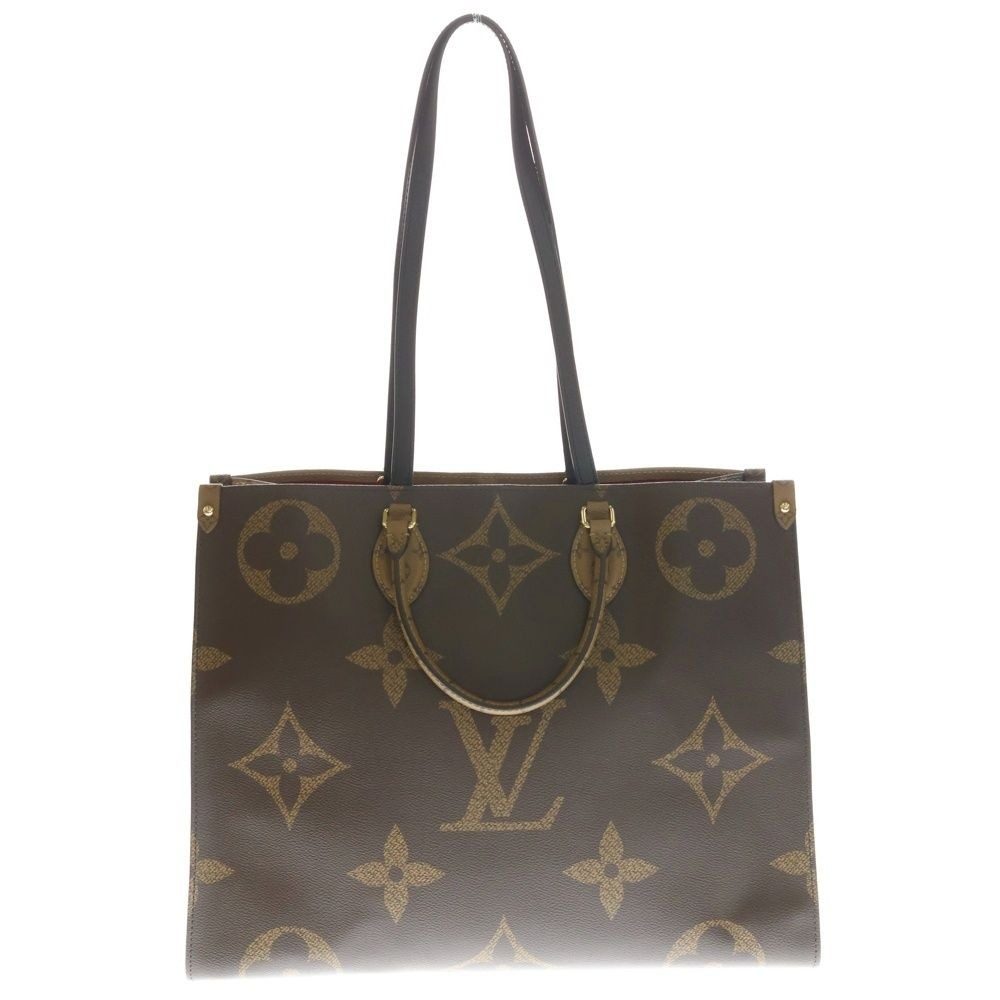 Louis Vuitton Monogram Reverse On The Go GM Handbag Brown Leather