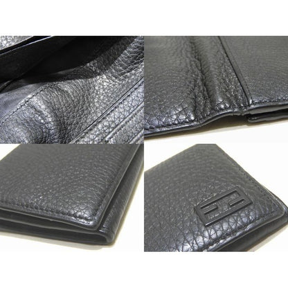 Fendi Medium Zipper Wallet Black Leather Logo — view 3