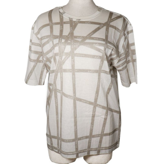 Hermes Bolduc Ribbon Cotton White/beige Women's Short Sleeve T-shirt