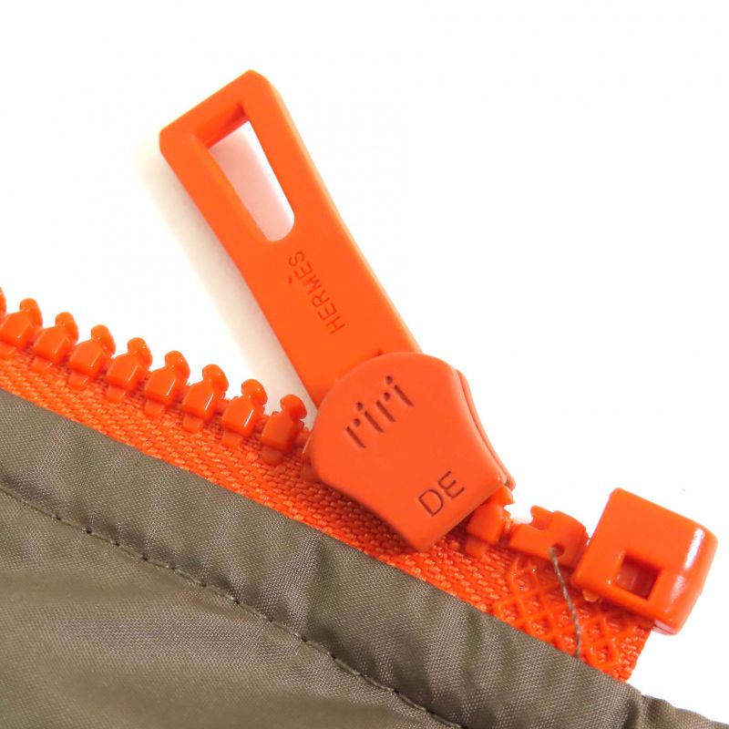 Hermes 24SS 4e0267dr Logo Rubber Patch Zip Up Quilted Vest Brown Orange 36 Made