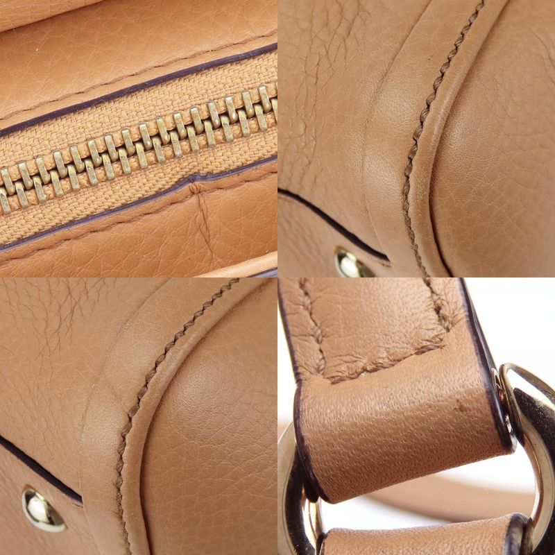 Gucci Handbag Soho 369176 Interlocking Tassel Leather Beige Gold Hardware 2WAY