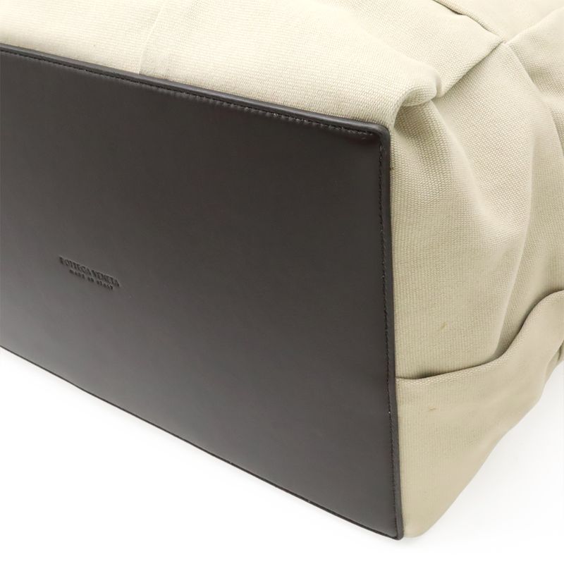 Bottega Veneta Arco Tote Bag Canvas Leather Beige Dark Brown 787419v44j12887