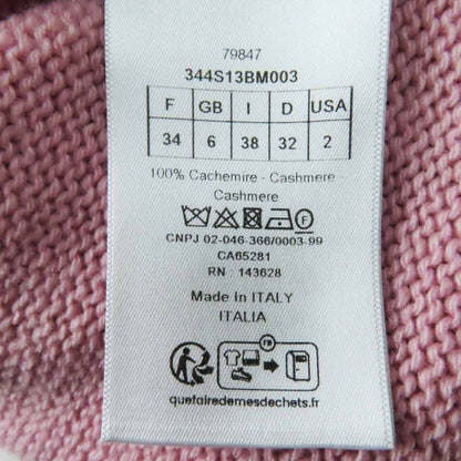 Christian DIOR 344s13bm003 100% Cashmere Frilled Short Sleeve Knit Pink Gray