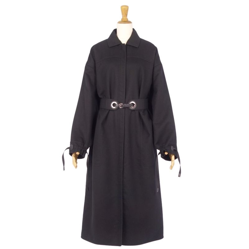 Hermes 22SS Long Coat Leather Belt Cashmere