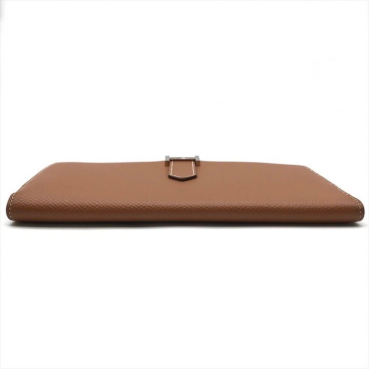 Hermes Bearn Souffle Epsom Gold Wallet Brown Leather