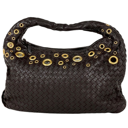 Bottega Veneta Intrecciato Shoulder Bag Leather Brown
