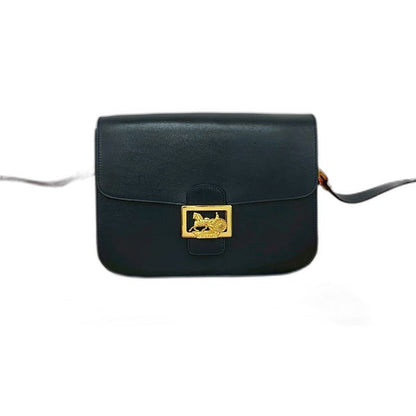 Celine Vintage Logo Carriage Calf Leather Shoulder Bag