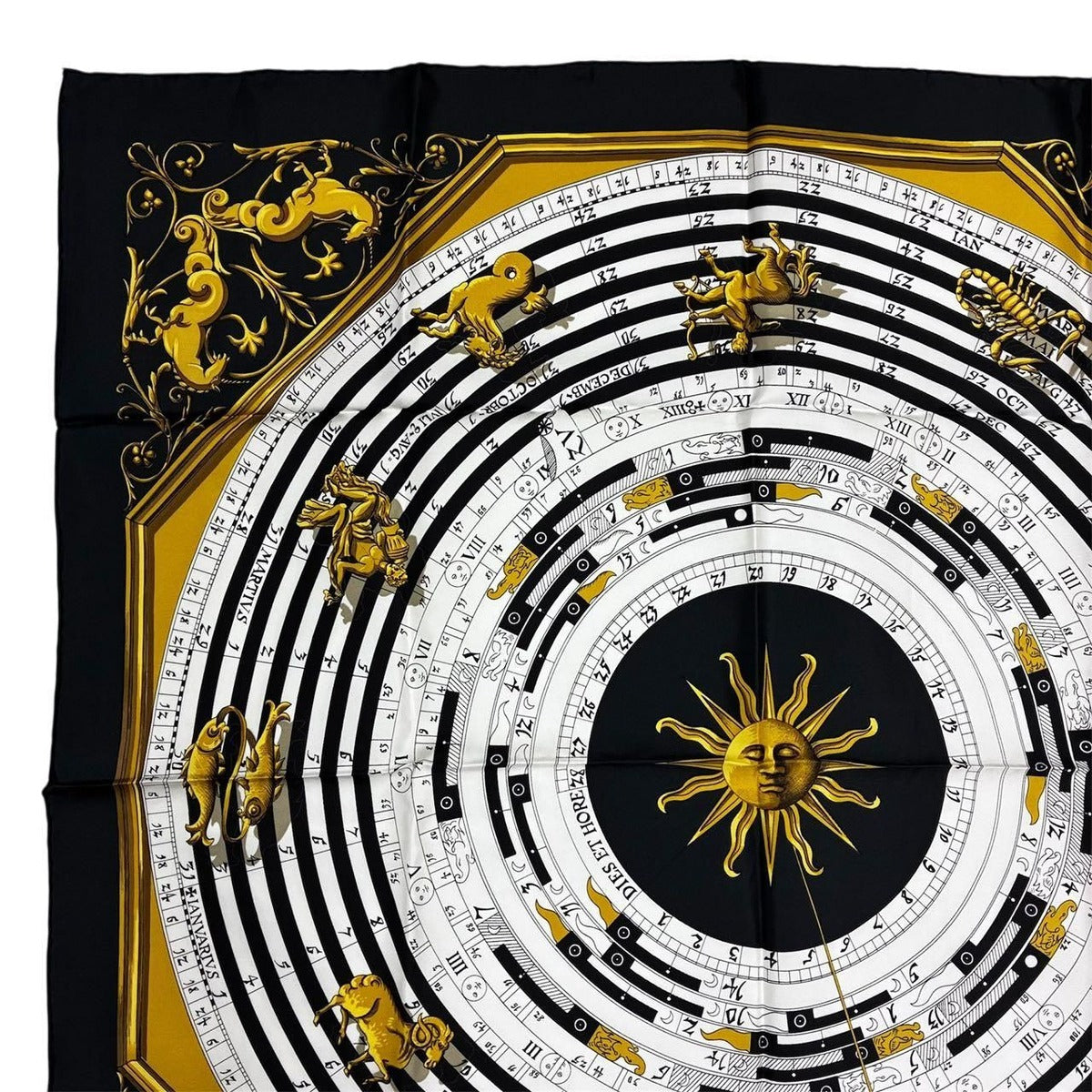 Hermes Carre 90 Dies ET Hore Astrology Silk Scarf Black Gold — view 2
