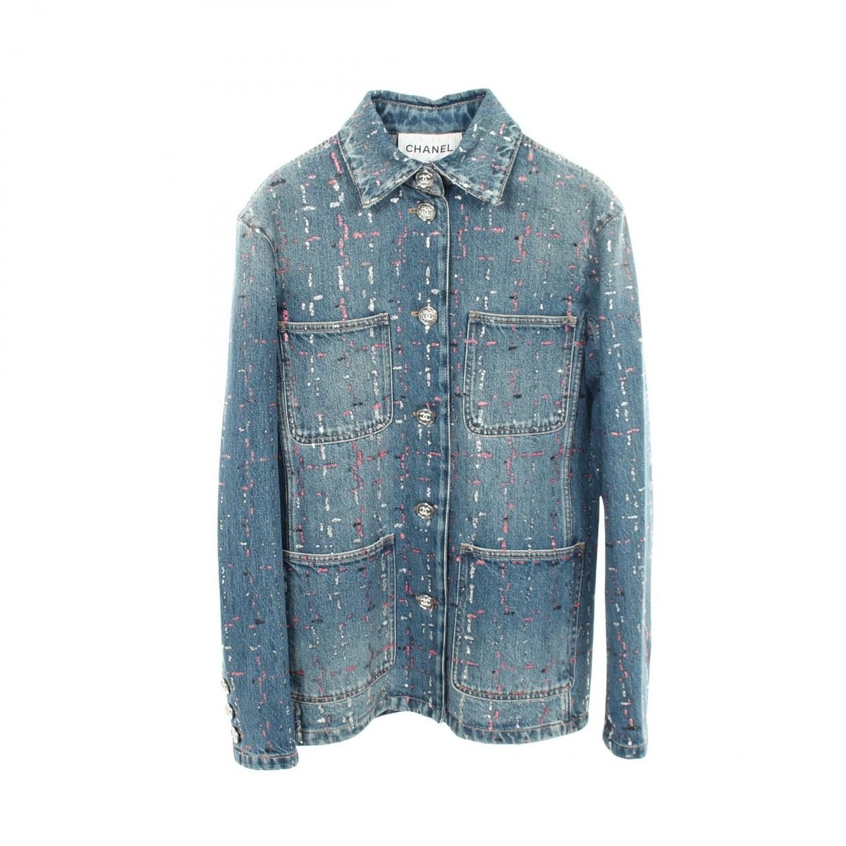 Chanel Denim Jacket CC Logo Button Sequin