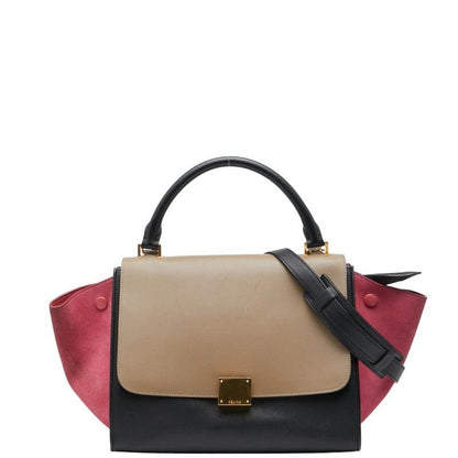 Celine Trapeze Small Tricolor Shoulder Bag 2-Way Black Multicolor