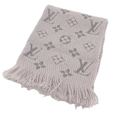 Louis Vuitton Monogram Echarpe Logo Mania Scarf Silk Fringe Gray