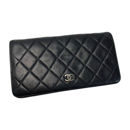 Chanel Quilted Timeless Classic Black Bifold Long Wallet