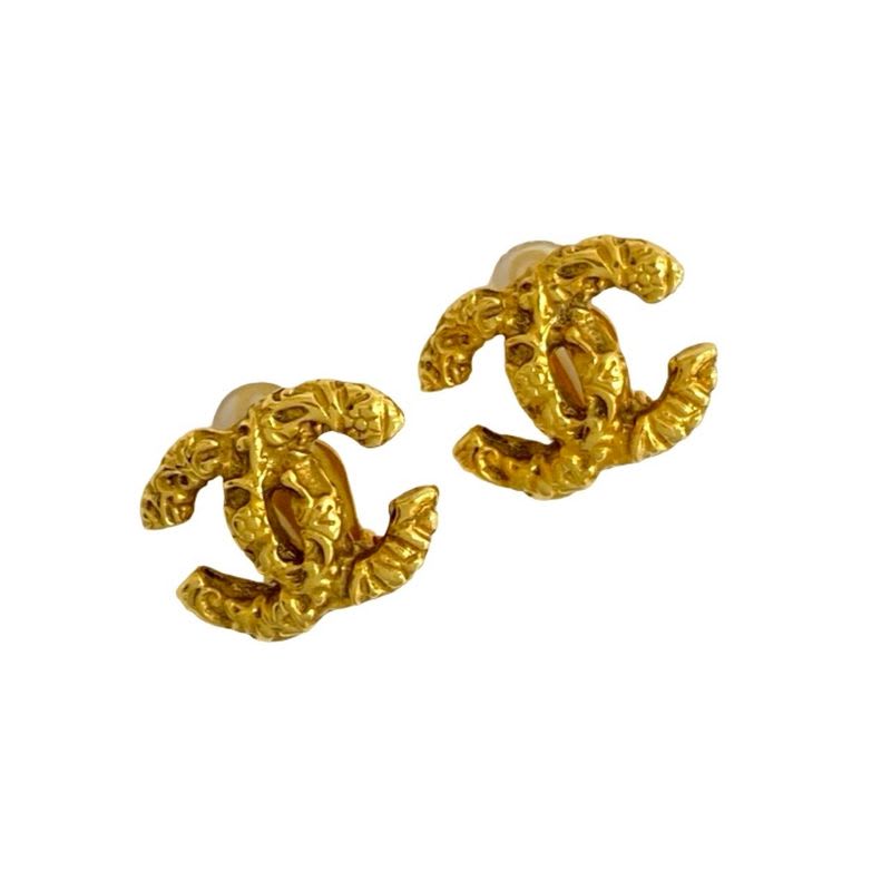 Chanel Vintage Coco Mark Motif Earrings Ear Cuff Accessory Gold 16506