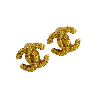 Chanel Vintage Coco Mark Motif Earrings Ear Cuff Accessory Gold 16506