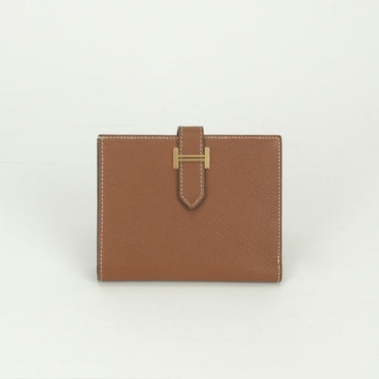 Hermes Bearn Compact Wallet Bifold Mini Gold Brown Veau Epsom