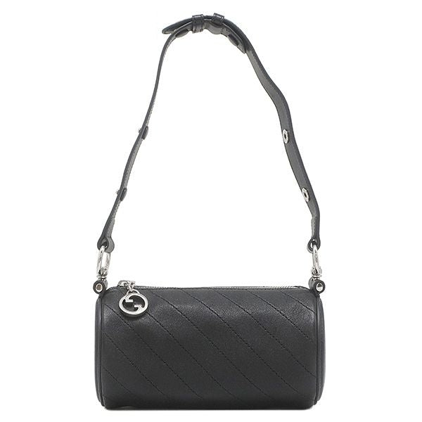 Gucci Shoulder Bag Blondie Leather Black Silver Interlocking
