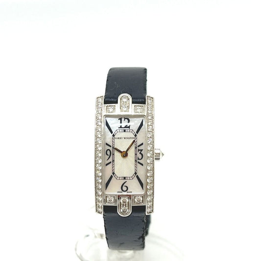 Harry Winston Watch 18K White Gold Avenue-c Mini