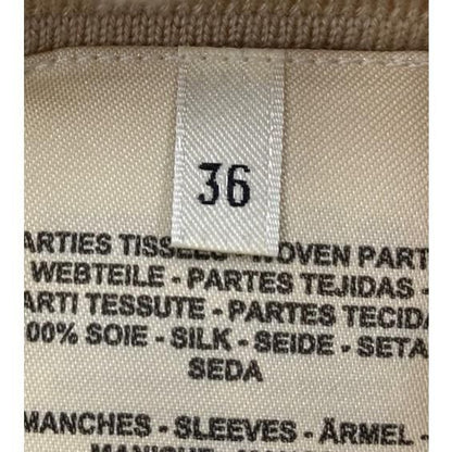 Hermes Twill Raine Long Sleeve Knit Exlibris Beige Size 36 Cashmere with Box