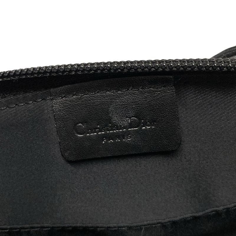 Dior/christian Dior Handbag Trotter Black And Gray Studded/mini Bag Leather